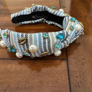Blue and White Gemstone Pearl Beachy Headband